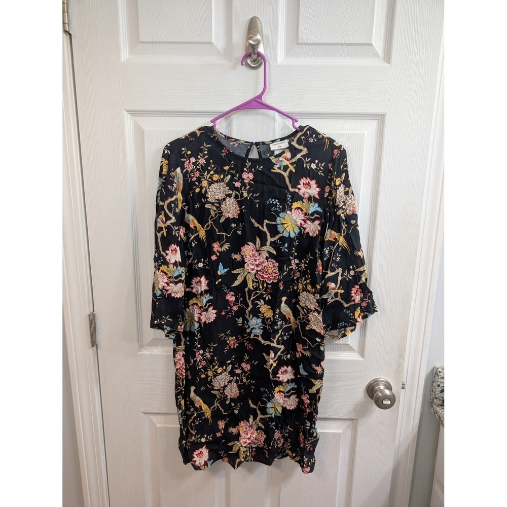 GP & J Baker H&M Floral Bird Print Dress Womens Black Chinoiserie Shift - Size 4